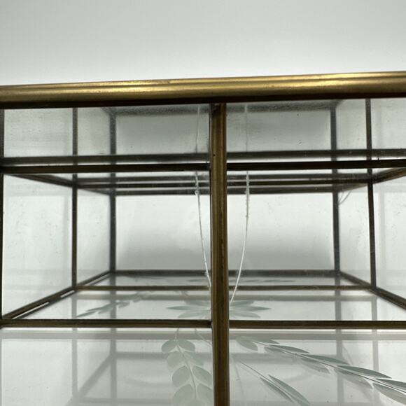 Vtg Brass Glass Mirror Curio Cabinet Shelf Wall Mount / Table Top Read - Picture 9 of 10